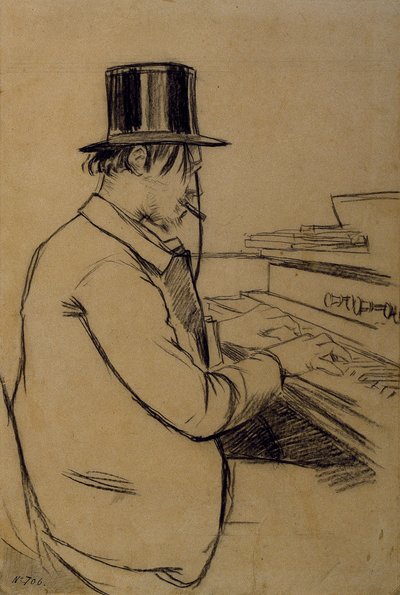 Portrait of Erik Satie Playing the Harmonium by Santiago Rusiñol