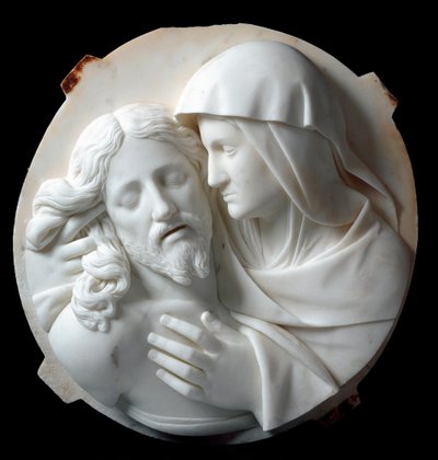 Pieta Marble Sculpture by Santo Varni (1807-1885) 1863-1870. From the collection of Prince Odon di Savoia. Genoa, Galleria d