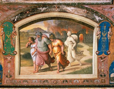 The Flight of Lot from Sodom by Sanzio of Urbino (workshop) Raphael