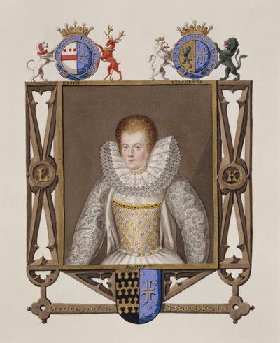 Portrait of Lettice Knollys Daughter of Sir Francis Knollys from Memoirs of the Court of Queen Elizabeth by Sarah Countess of Essex