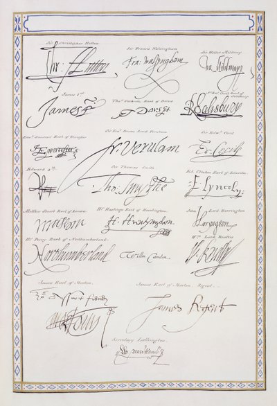 Reproduction of Signatures of the Tudors and their Court from 
