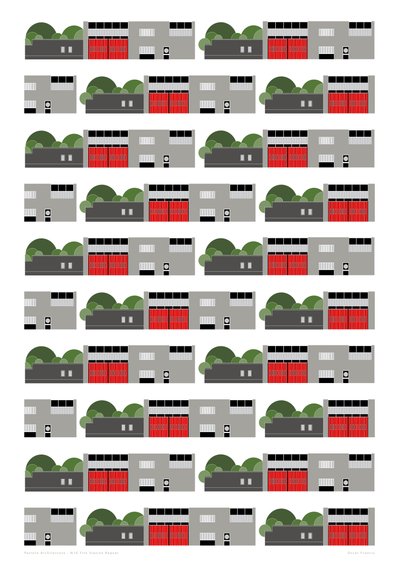 Fire Station Repeat Print, 2014 by Sarah Evans