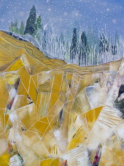 Golden Peaks Winter Night by Sarah Fitzgerald