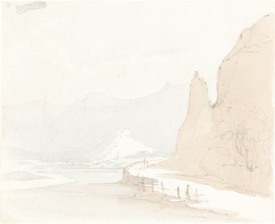Swiss Landscape with a Village in the Distance by Sarah Grace Lushington