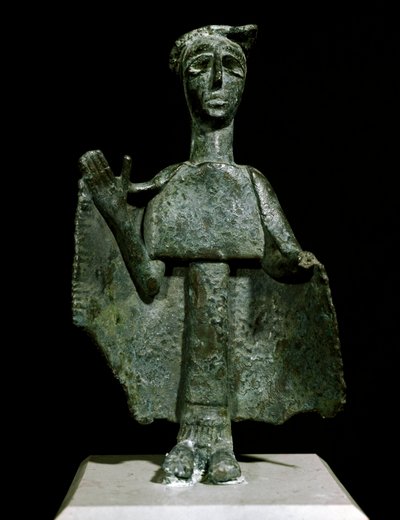 Nuragic culture: bronze statuette of woman in prayer called Torralba by Sardinia Nuragic Civilization