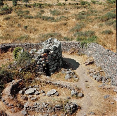 Nuragic culture: ruins of the nuragic city on the megalithic site of Losa: one of the defensive towers by Sardinia Nuragic Civilization