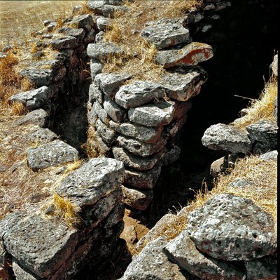 Nuragic culture: ruins of the nuragic city on the megalithic site of Losa: one of the defensive towers. Abbasanta, Sardinia, Italy by Sardinia Nuragic Civilization