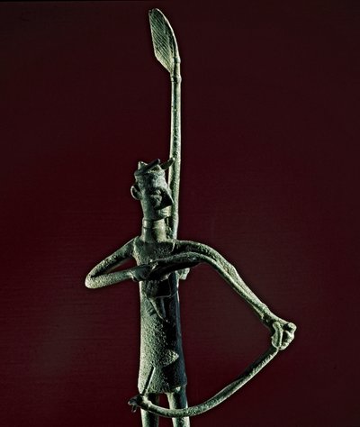 Nuragic Culture: Statuette of Warrior Pulling a Bronze Bow by Sardinia Nuragic Civilization