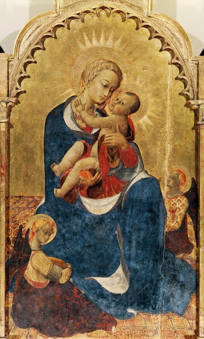 Madonna and Child, central panel of Altarpiece of St Dominic of Cortona, ca 1434 by Sassetta (c.1392 1450)
