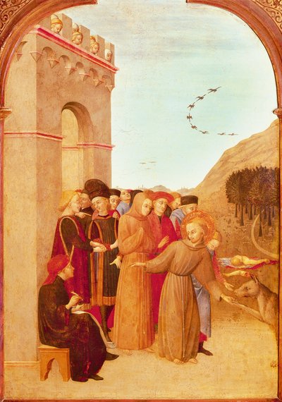 Saint Francois of Assisi speaking with the wolf of Gubbio (detail) by Sassetta (c.1392 1450)