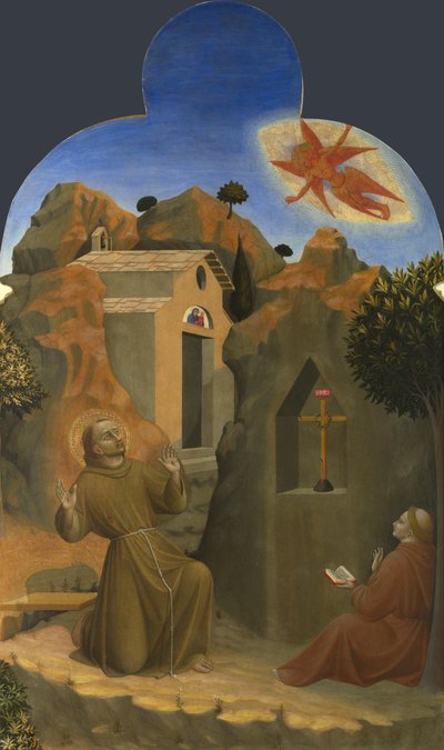 The Stigmatisation of Saint Francis (detail) From Borgo del Santo Sepolcro Altarpiece, 1437-1444 by Sassetta