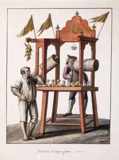 Seller of Iced Water; and Neopolitan Costume of the Wagon by Saviero Xavier della Gatta