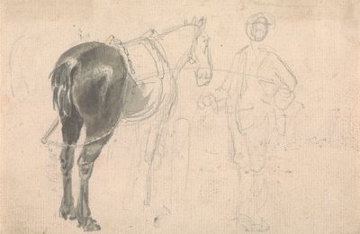 Farm Horse Being Held by a Stable Lad by Sawrey Gilpin