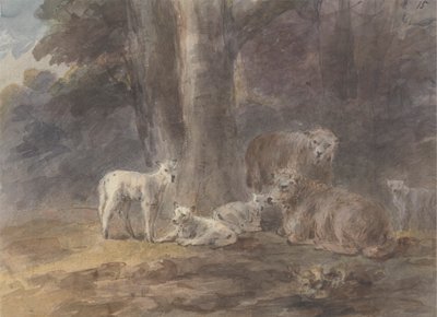 Sheep under a tree by Sawrey Gilpin