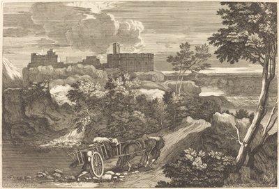 Landscape with Wagon by Sébastien Bourdon