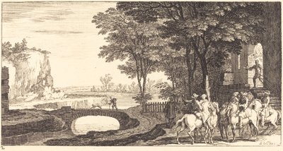 Landscape with Horsemen and Bridge by Sébastien  Le Clerc I