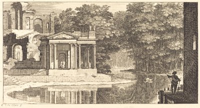 Landscape with Temple Ruins and Pond by Sébastien  Le Clerc I