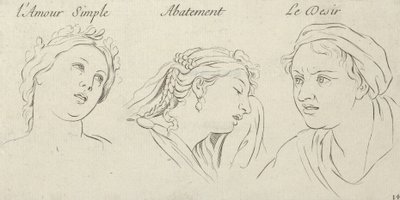 Simple Love, Dejection, Desire from Characters of Passions, engraved on..., 1695-1720 by Sébastien Le Clerc the Younger