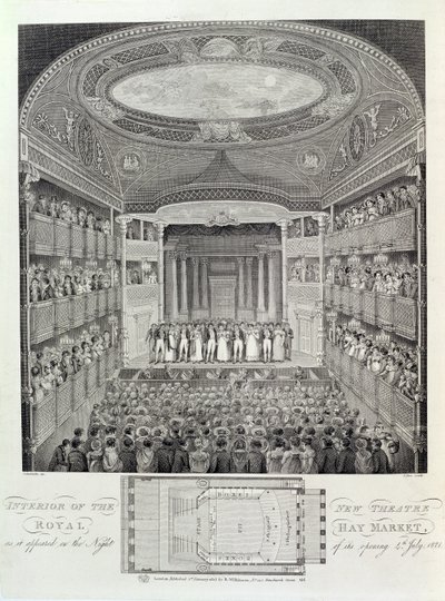 Interior of the New Theatre Royal, Haymarket, as it Appeared on the Night of its Opening, 4th July 1821 by Schebbellie