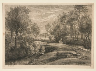 Landscape with Man Watering His Horse by Schelte Adams Bolswert