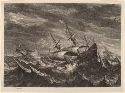 Sailing Boats in a Tempest by Schelte Adams Bolswert after Andries van Eertvelt