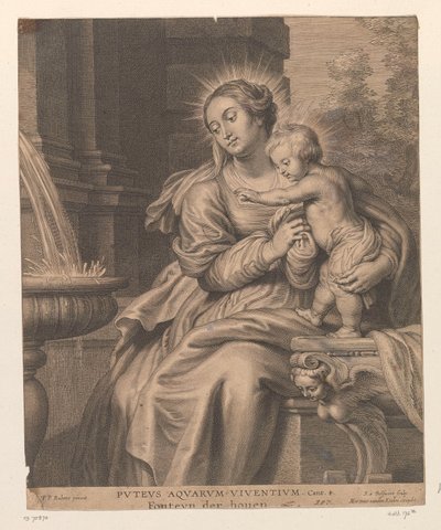 Mary with Child by a Fountain by Schelte Adamsz. Bolswert