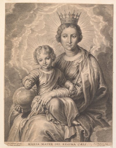 Mary with Child and Globe (Mary Mother of God, Queen of Heaven) by Schelte Adamsz. Bolswert