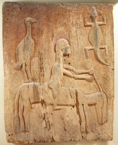 Door with a Relief Depicting a Horseman, Baule Population, from the Ivory Coast by School African