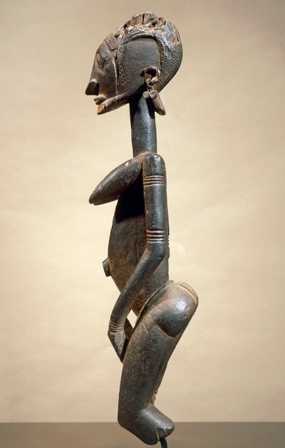 Wood and metal sculpture, by Master of Slanting Eyes, height 59 cm, Dogon tribal art Mali by School African