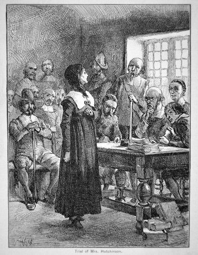 Anne Hutchinson on Trial for Offending the Puritan Clergy in Massachusetts by School American