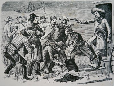 Four bandits overpower and plunder two officers and seven soldiers near Bismarck, Dakota Territory, from the 