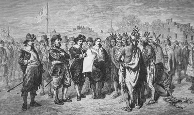 Governor Kieft makes peace with the Indians in 1646 by School American