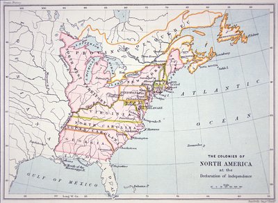 Map of the Colonies of North America at the Time of the Declaration of Independence by School American