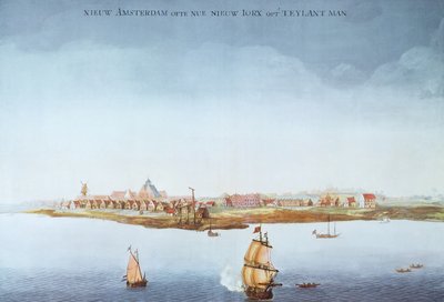 New Amsterdam on Manhattan Island in 1650 by School American