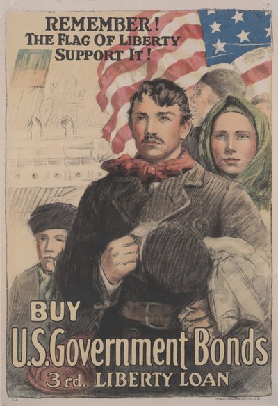 Remember! The Flag of Liberty Support It! Buy U. S. Government Bonds, 3rd Liberty Loan by School American