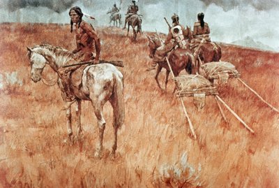Sioux Indians on the Move by School American