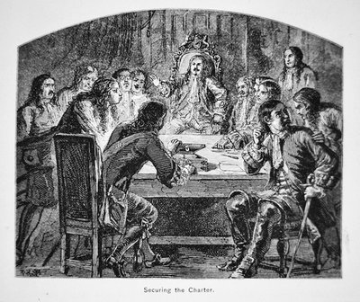 Sir Edmund Andros demands the surrender of the Charter of Connecticut in 1687 in order to establish the Dominion of New England by School American