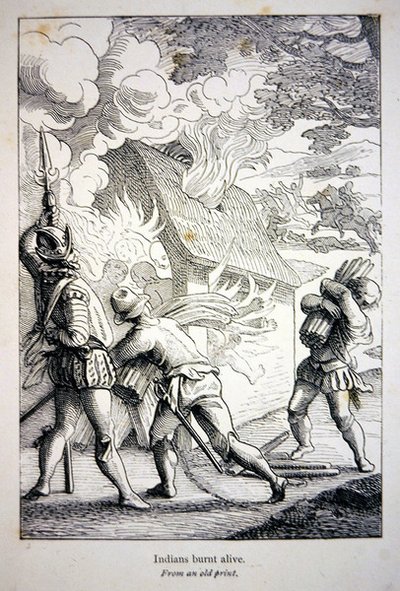 The Spanish in America burning an Indian village by School American