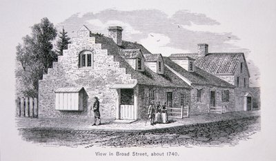 View of Broad Street, New York City c.1740 by School American