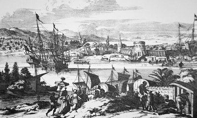 View of St. Augustine, Florida in the 17th century by School American
