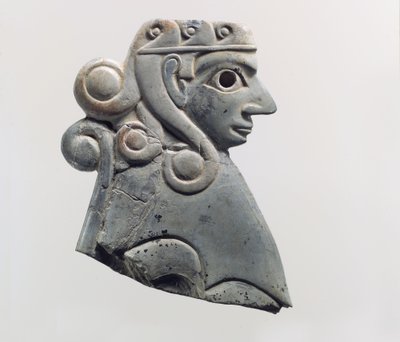 Furniture plaque: female sphinx with Hathor-style curls, c.18th century BC by School Anatolian