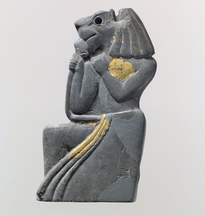 Plaque fragment: kneeling lion-headed figure, c.18th century BC by School Anatolian