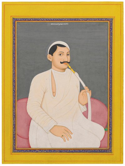 A seated portrait of Ram Chandra Lahiri, Dewan of Cooch Bewar (1829 - 1842, c. 1840) by School Bengali