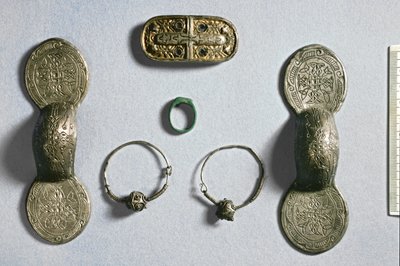 Jewellery from Camon, Amiens, Somme, Carolingian, 7th-10th century by School Carolingian