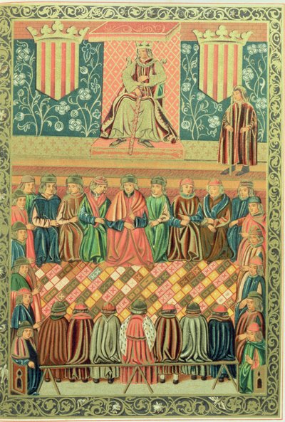 King James I the Conqueror presiding over the Cortes of Lleida in March 1242, from a manuscript of the 
