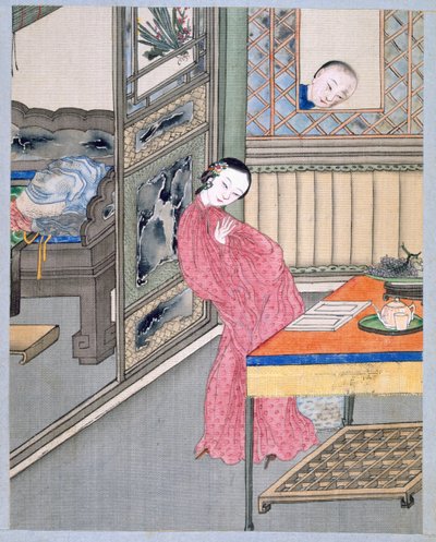 A Man Surprises his Lover at the Window by School Chinese