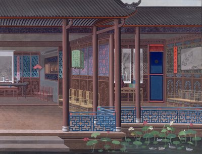Drawing of the interior of the house of a Chinese official by School Chinese