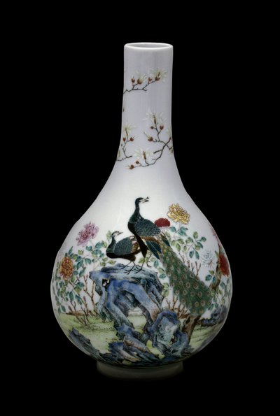 Ceramic Vase of the Pink Family Decorated with Birds and Flowers, Qianlong Reg, Paris, Musee Guimet by School Chinese