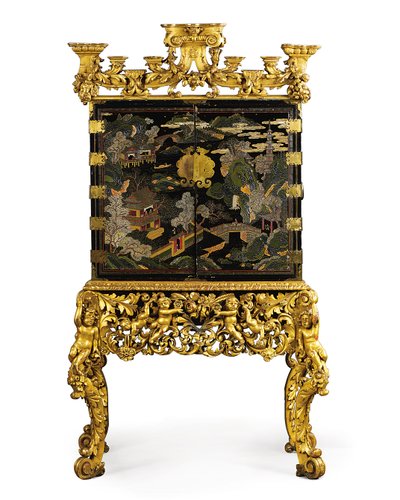 Chinese export cabinet on a William and Mary stand, late 17th century by School Chinese