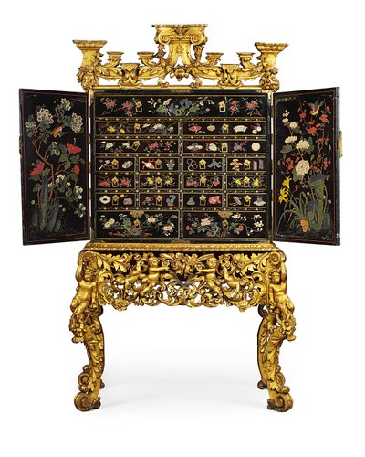 Chinese export cabinet on a William and Mary stand, late 17th century by School Chinese